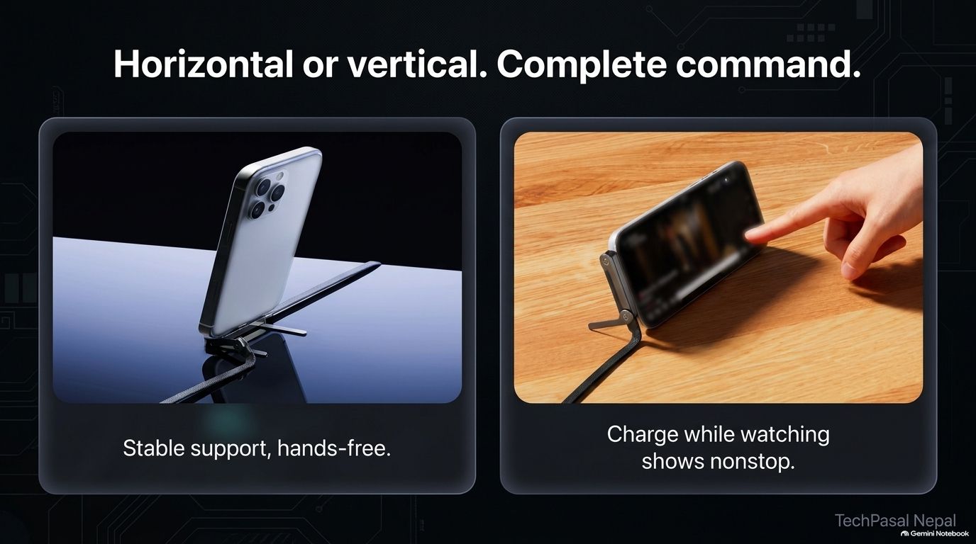 240W Fast Charging Type-C Cable with Built-in Foldable Phone Stand 7
