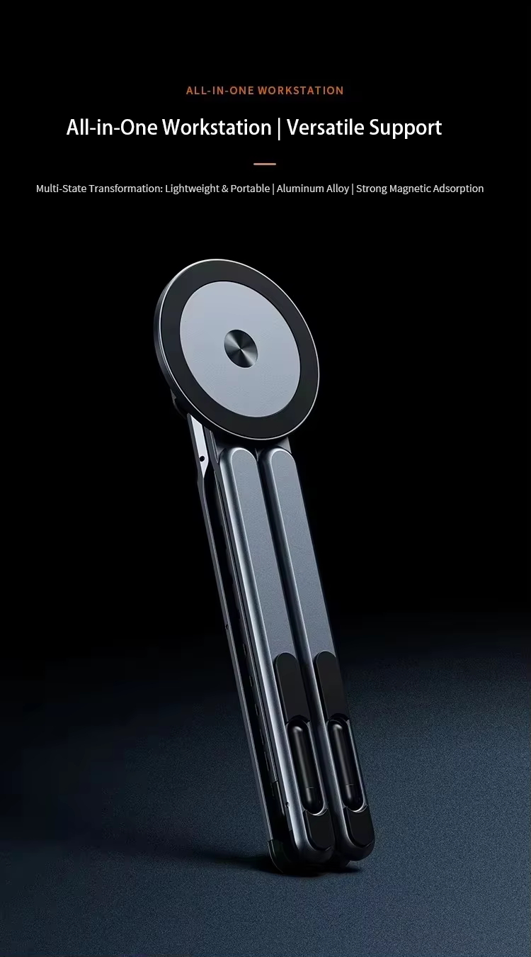 4-in-1 Foldable Aluminum Laptop Stand & MagSafe Tripod 2