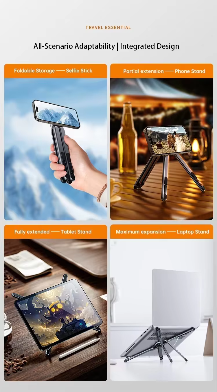 4-in-1 Foldable Aluminum Laptop Stand & MagSafe Tripod 5